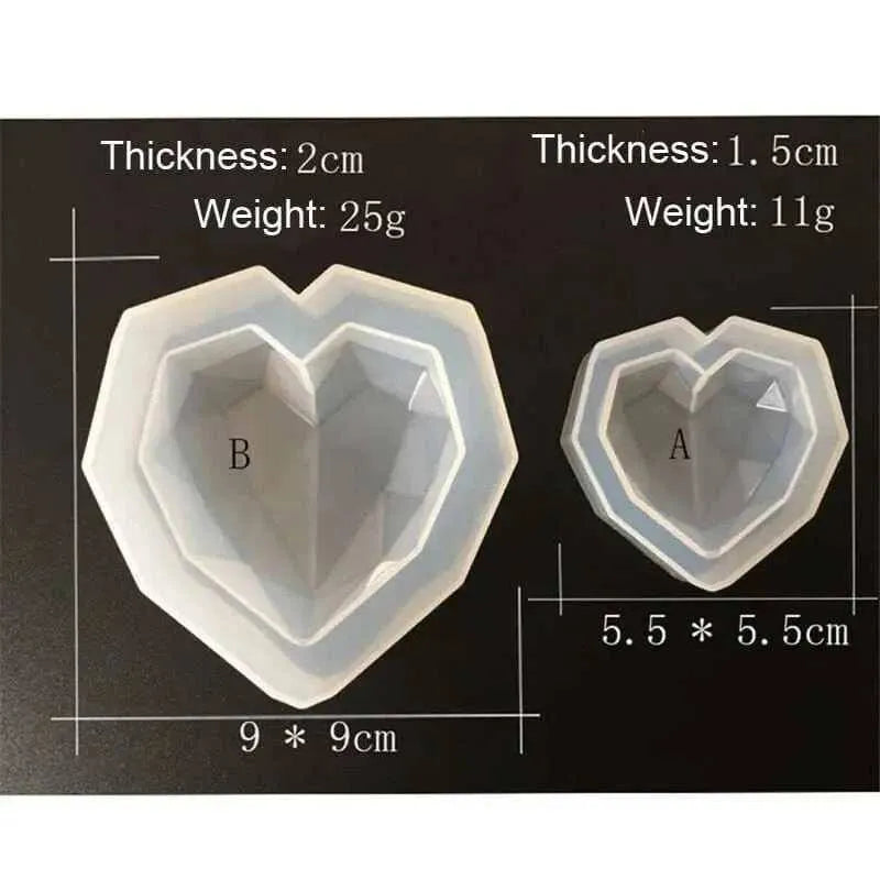 Geometric Heart Mold Heart Candle Mold Soap Making Tool Keychain Pendant Mould Resin Casting Supplies