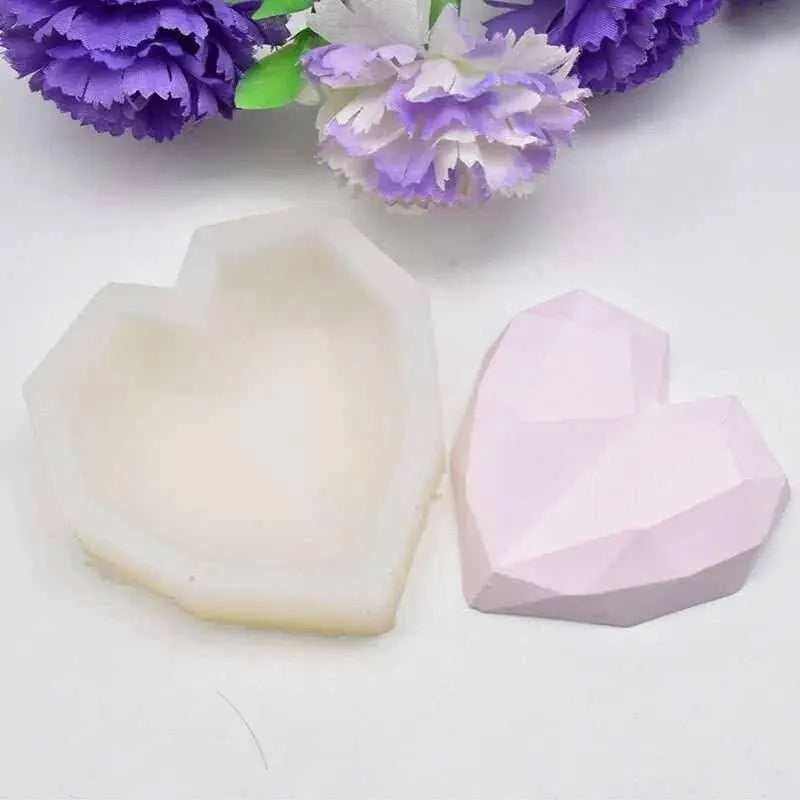 Geometric Heart Mold Heart Candle Mold Soap Making Tool Keychain Pendant Mould Resin Casting Supplies