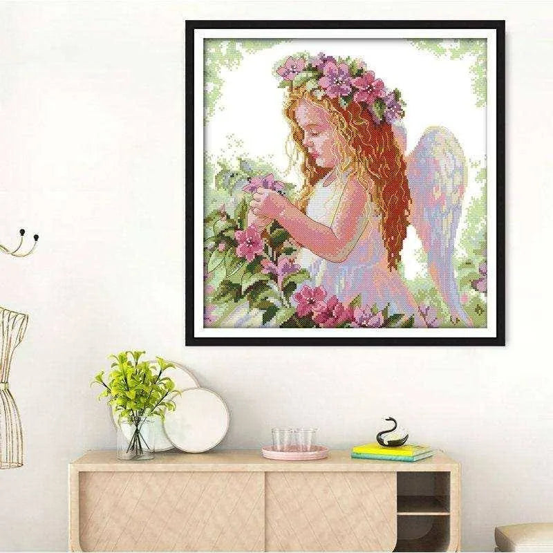 Girl Cross Stitch, Angel Cross Stitch, Angel Embroidery, Girl Embroidery