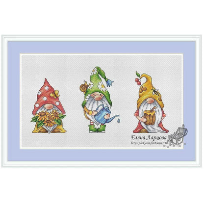 Gnome Cross-Stitch Gnome Embroidery Dwarf Painting