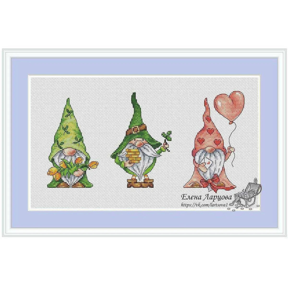 Gnome Cross-Stitch Gnome Embroidery Dwarf Painting