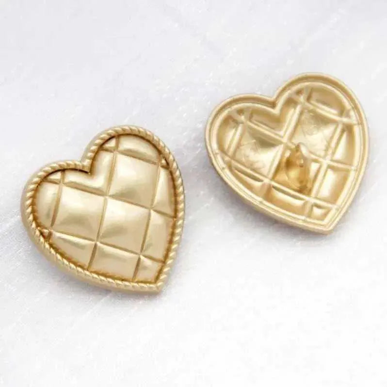 Gold Heart Buttons Metal Love Button