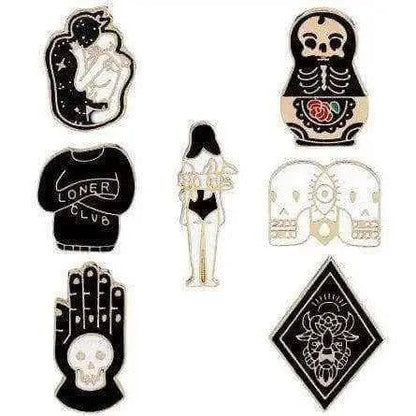 Gothic enamel pin for clothes black and white badge brooch for adults