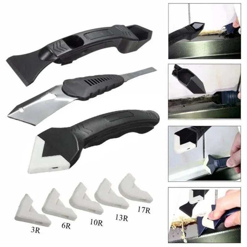 Grout Scraper 3 in 1 with Silicone Pads Sealant Caulking Tool Silicone Glue Remover Wear Resistant Kitchen Bathroom Fixing Tool