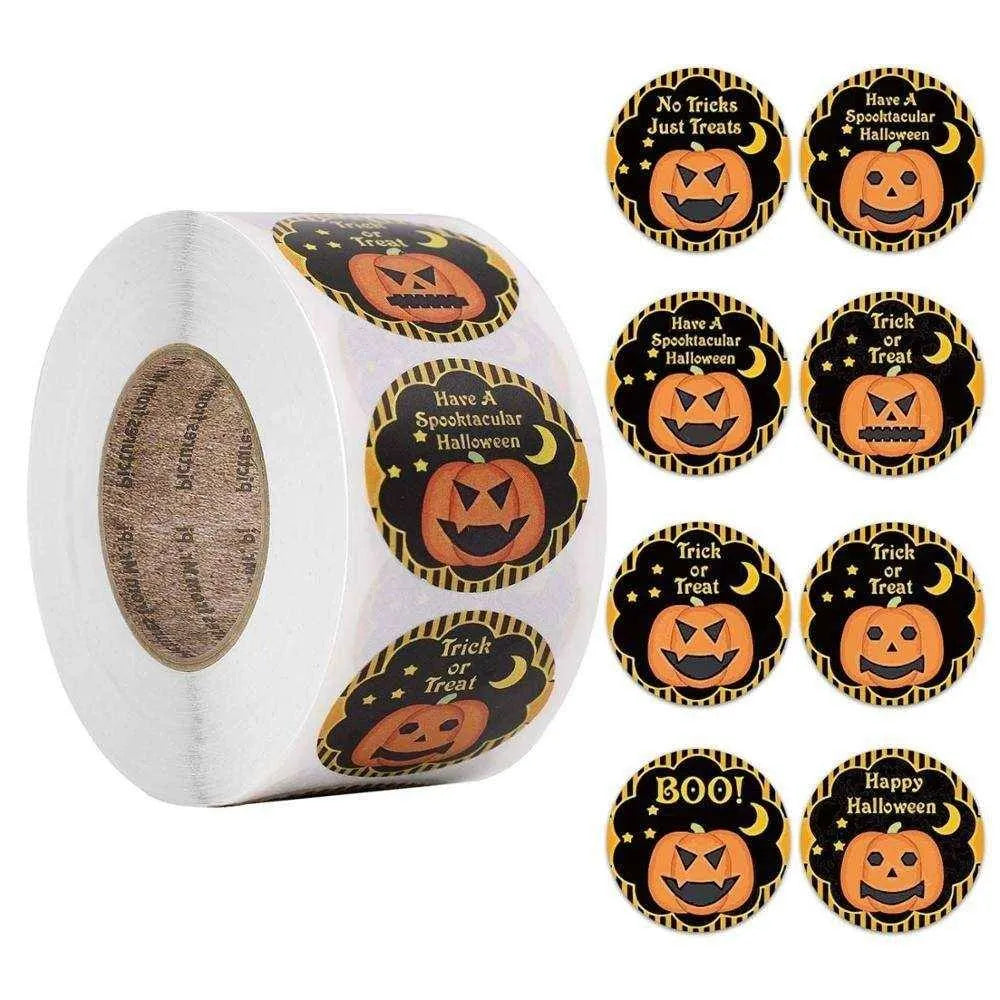 Halloween Party Favors Stickers Pumpkin Package Labels Candy Bag Sticker Trick Or Treat Pail Stickers 500pcs