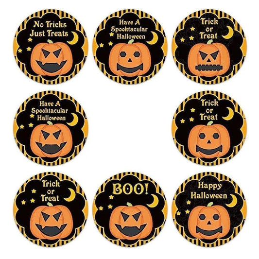 Halloween Party Favors Stickers - Pumpkin Package Labels - Candy Bag Sticker - 500pcs - DiyCraftsProject