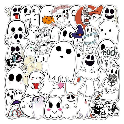 Cute Halloween Stickers Trick Or Treat Sticker Pack Ghosts Bats Witches Pumpkin Phone Case Decals Laptop Decals Luggage Decoration 50pcs