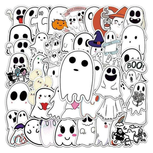 Halloween Stickers Pack - 50pcs - Ghosts, Bats, Witches, Pumpkin - DiyCraftsProject