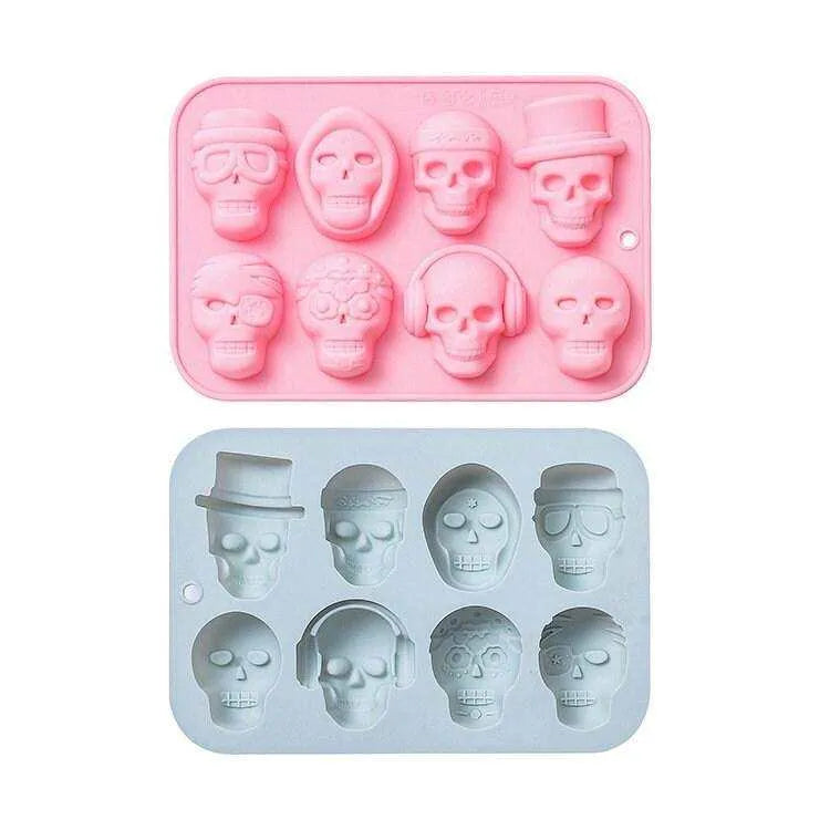 Halloween Treats Mold 8-piece Silicone Mold With Different Skull Shapes