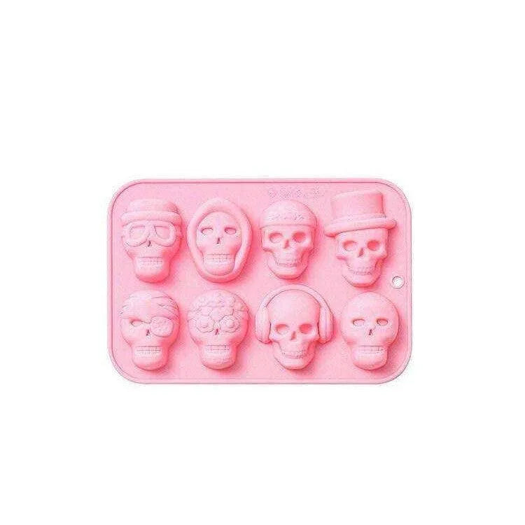 Halloween Treats Mold 8-piece Silicone Mold With Different Skull Shapes