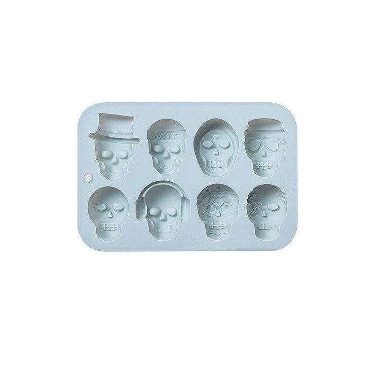 Halloween Treats Mold 8-piece Silicone Mold With Different Skull Shapes