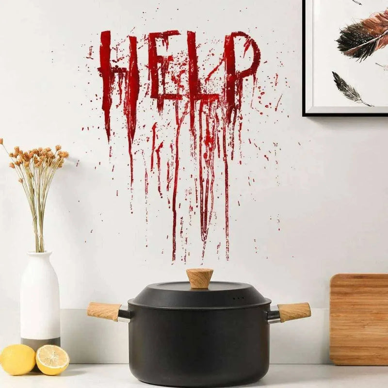 Halloween wall sticker scary decoration help written in fake blood