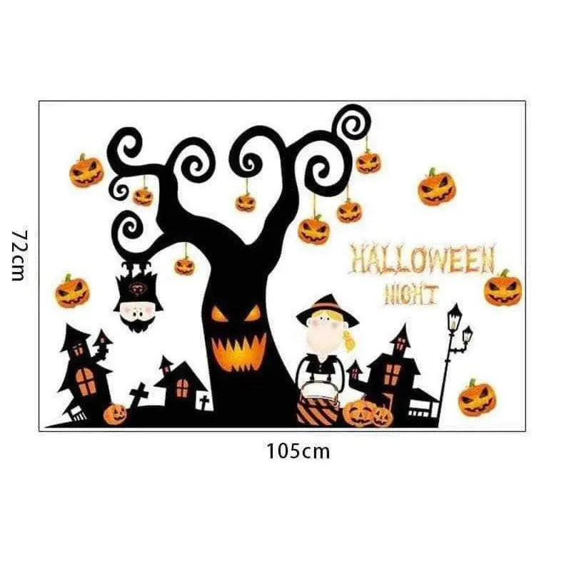 Halloween Wall Sticker Store Window Decals Removable Cartoon Pumpkin Wallpapers