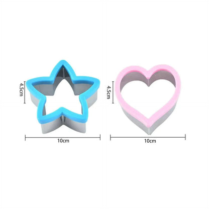 Heart and Star Sandwich Cutters Stainless Steel Cookie Cutter Metal Biscuit Mold 2pcs Cute Kitchen Tools Vegetable And Fruits Cutter Set