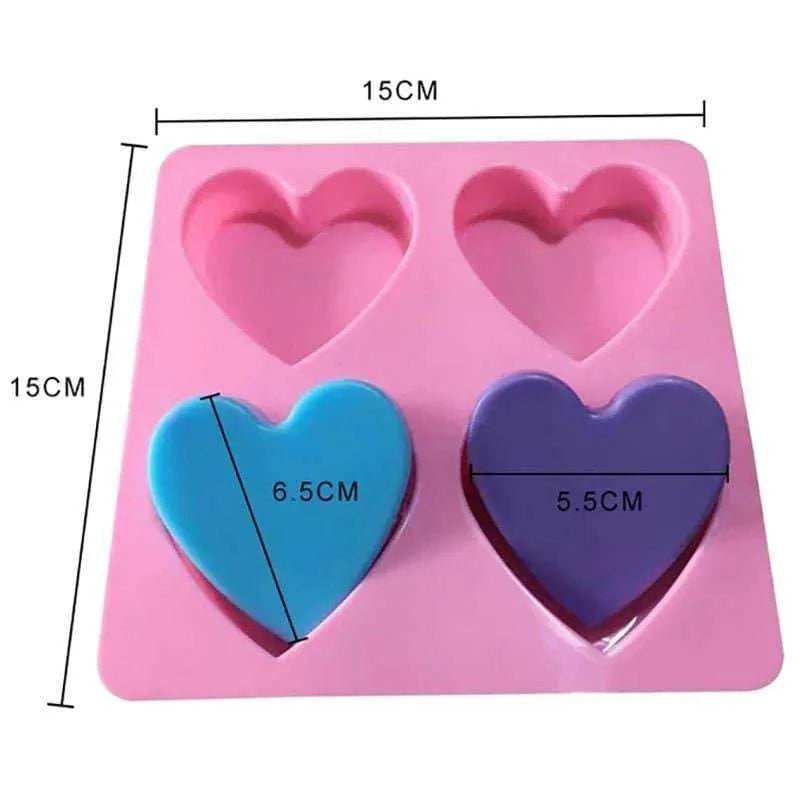 Hearts Silicone Mold Heart Shaped Chocolate Mould Heart Soap Mold 4 Hearts DIY Candlemaking Cake Decorating Tool Baking Accessories