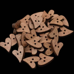 Heart Buttons Wood Button For Sewing Knitting Accessories 100pcs