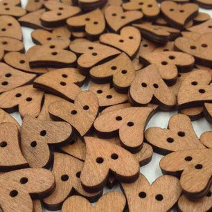 Heart Buttons Wood Button For Sewing Knitting Accessories 100pcs
