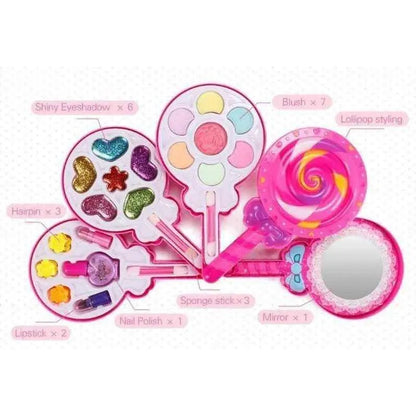 Kids Makeup Kit Lollipop Shape Makeup Beauty Set Gift For Girls Toy Kits For Kids Makeup Pretend Play