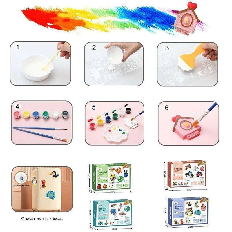 Kids Plaster Set Fridge Magnet Making Gypsum Painting Kit