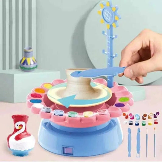 Kids Pottery Kit with Pottery Wheel and Sculpting Tools - DIY Craft Kit for Creative Play - DiyCraftsProject