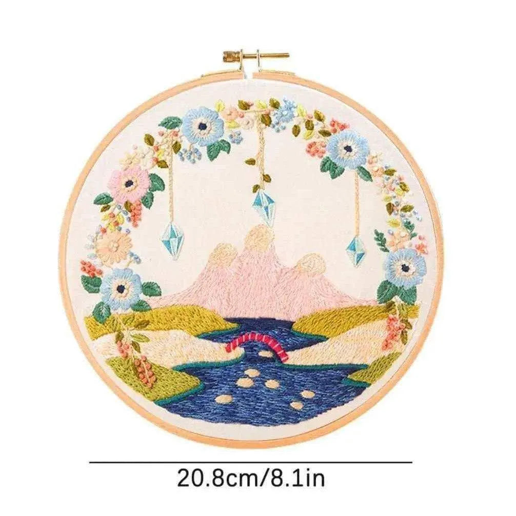 Landscape Embroidery Kit Scenery DIY Embroidery Package Needlepoint Crafts