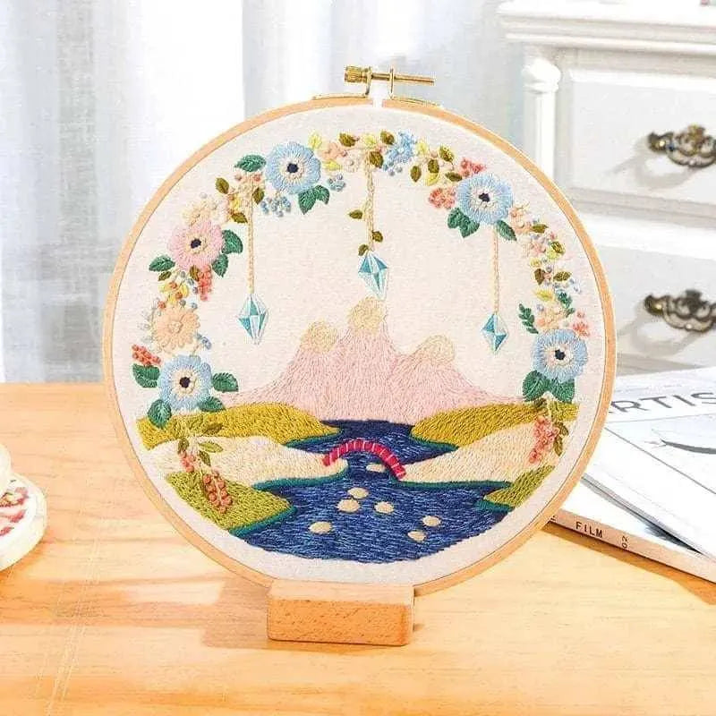 Landscape Embroidery Kit Scenery DIY Embroidery Package Needlepoint Crafts