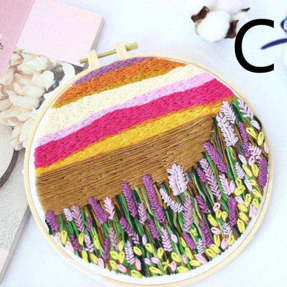 Landscape Embroidery Kit Sun Landscape Cross Stitch Hoop