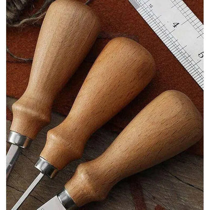 Leather Carver Cutting Tool DIY Leatherworking Wood Handle Crafting Tools