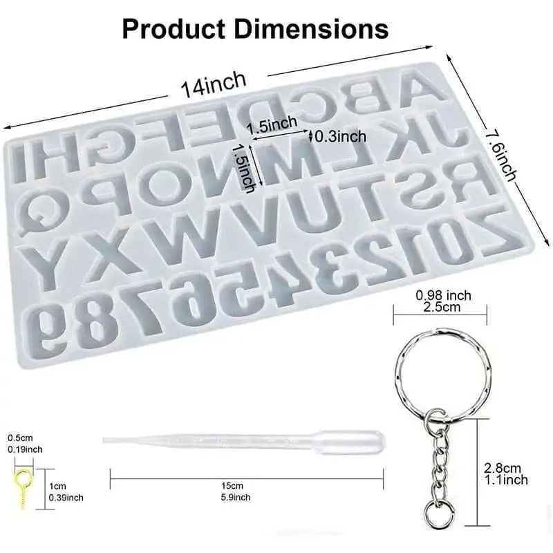 Letters Numbers Keychain Making Kit Keychain Pendant Set Mold and Keyrings