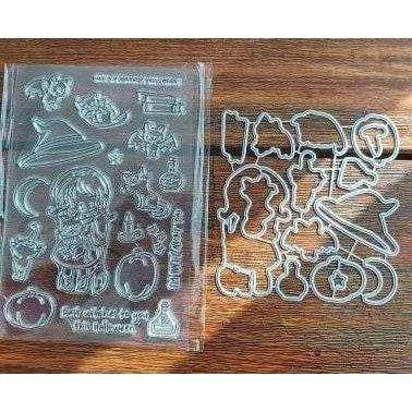 Little Witch Cutting Dies And Stamps For Cardmaking And Scrapbooking DIY Crafting Tool DIe Cutting Supplies Halloween Card Supply