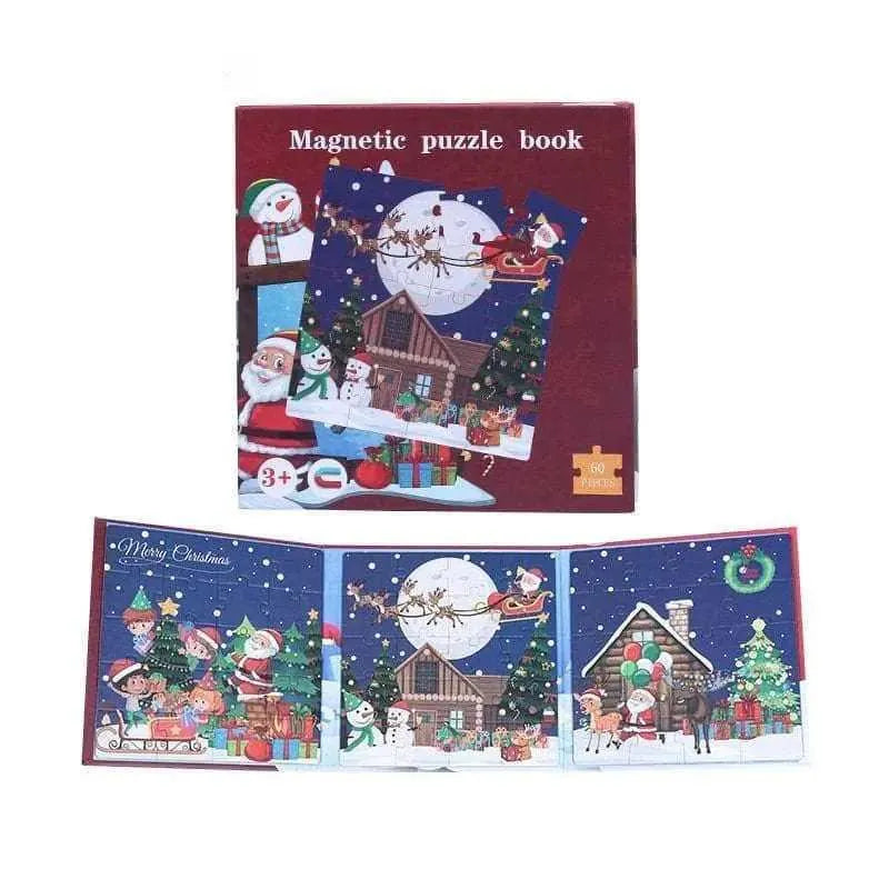 Magnetic Jigsaw Puzzles For Kids Children Puzzle Book 60pcs Puzzle Piece 3 Christmas Designs Educational Toy