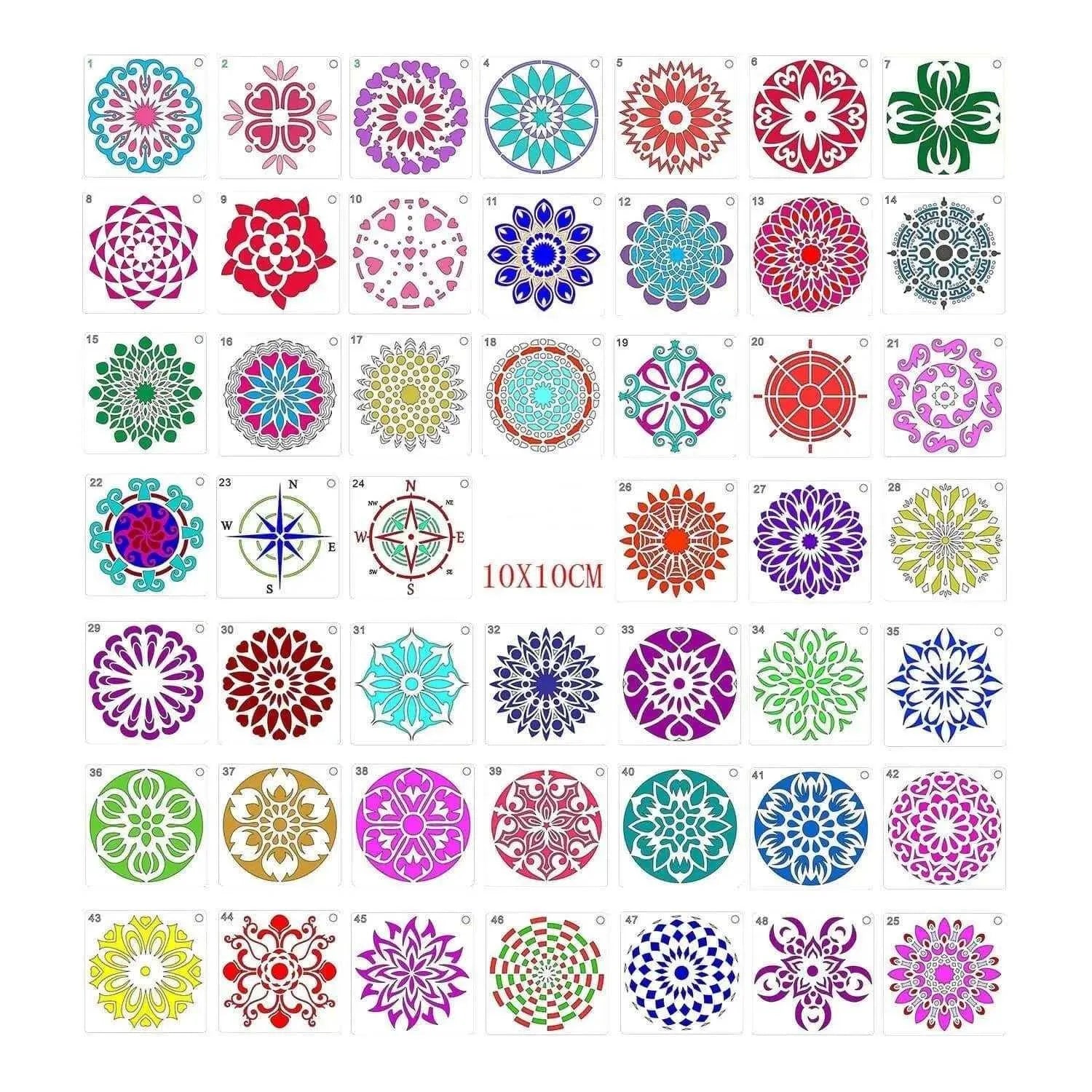 Mandala Templates 48 Reusable Mandala Stencil For DIY Arts and Crafts Flower Template Set Drawing Stencils Painting Supplies Artists Gifts