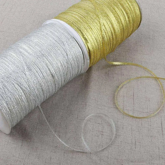 Metallic Ribbon Gold and Silver Ribbon Roll Gift Wrap Supplies Christmas Gift Packaging Cardmaking Supply Sewing Accessories