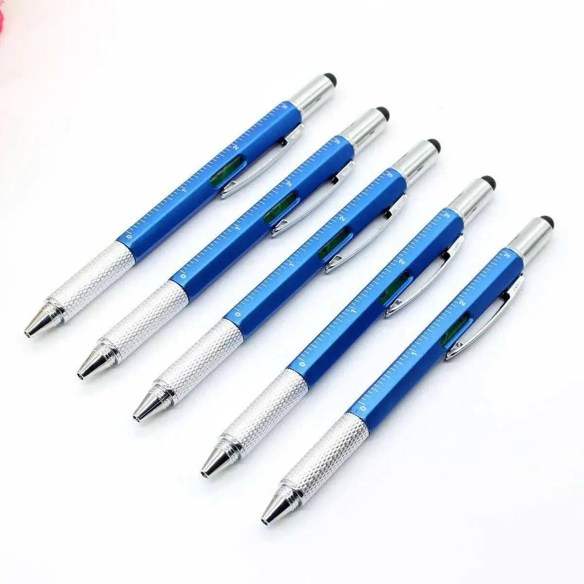 Multipurpose Pen 4 Set Everyday Tool Ruler Spirit Level Screwdriver Capacitive Stylus Office School Supplies Teacher Gift Idea