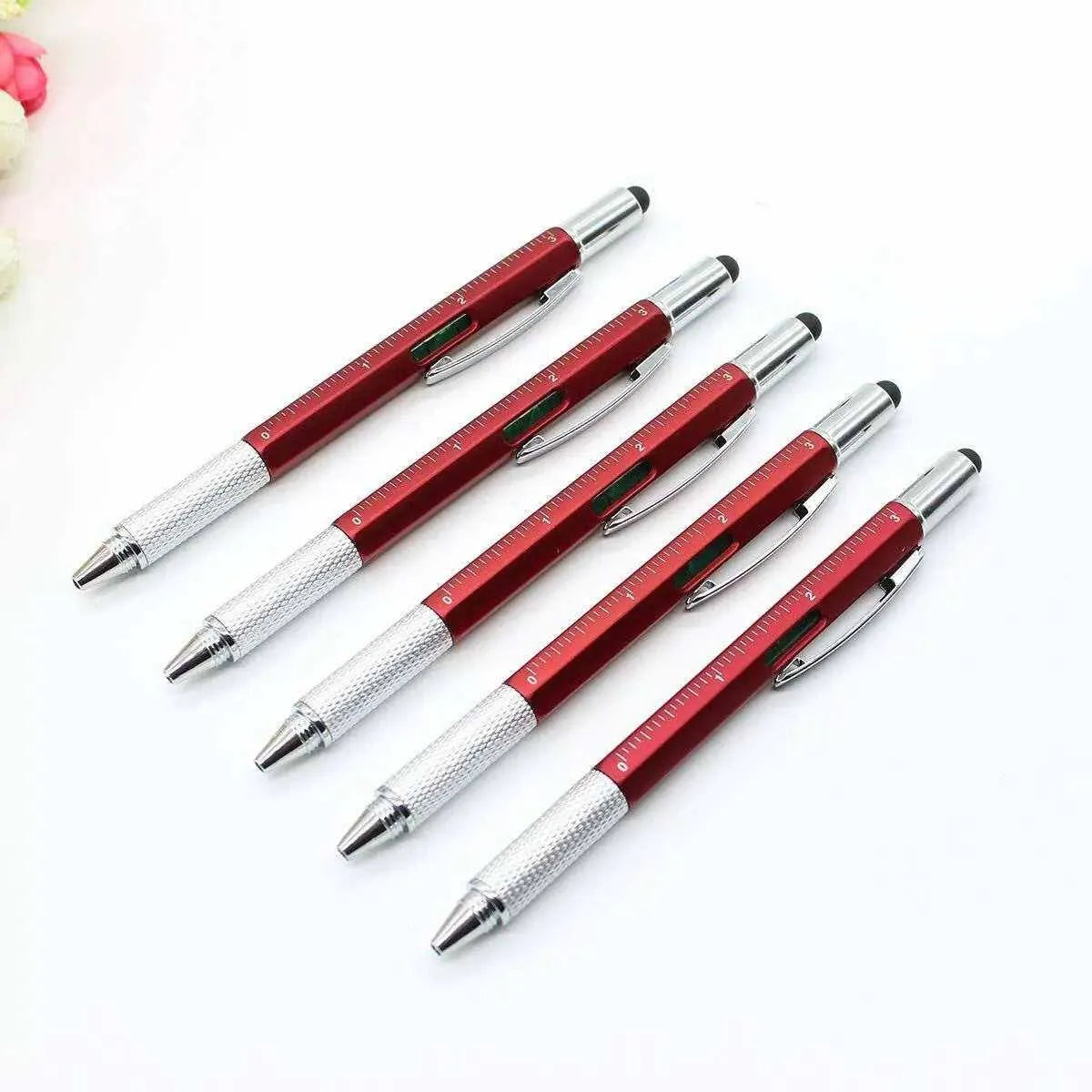 Multipurpose Pen 4 Set Everyday Tool Ruler Spirit Level Screwdriver Capacitive Stylus Office School Supplies Teacher Gift Idea