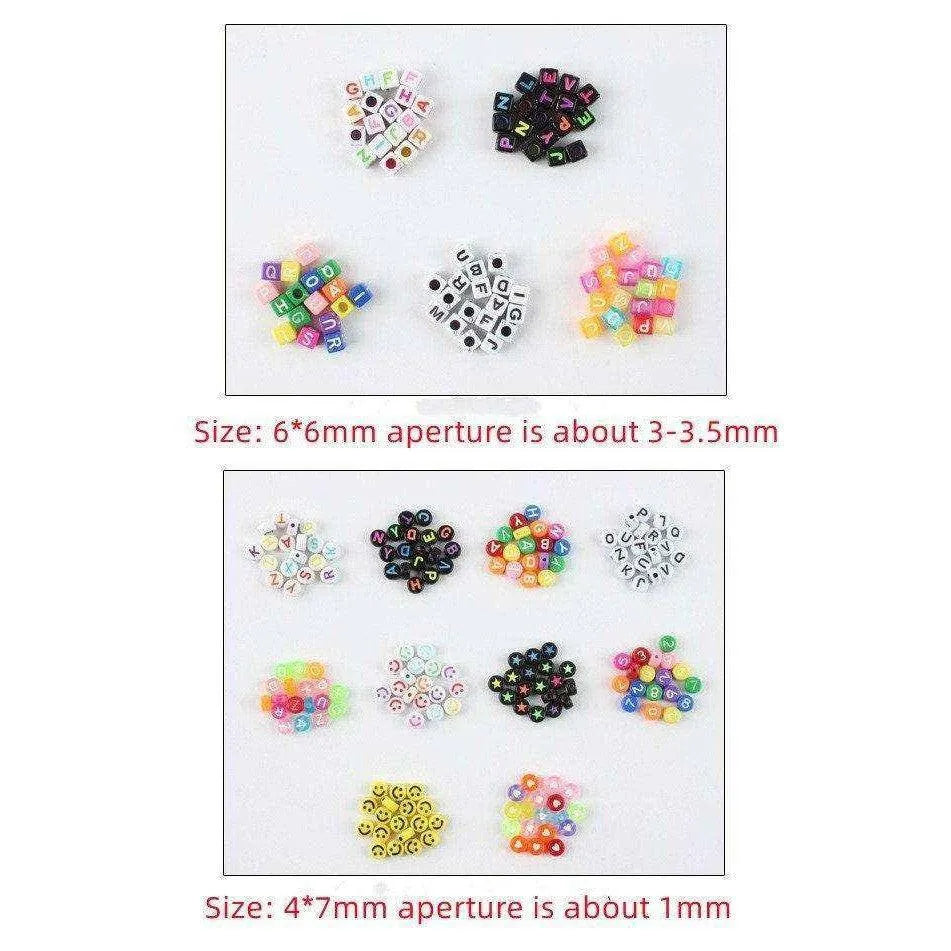 Loose Beads Set English Letters Plastic Round Square beads for jewelry making