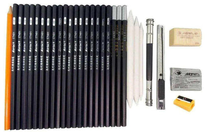 Portable outdoor drawing charcoal pencil set