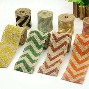 Printed Burlap Ribbon Gift Wrapping Craft Ribbon Party Decor DIY Hat Making Haircrafts Accessories 2 Meters