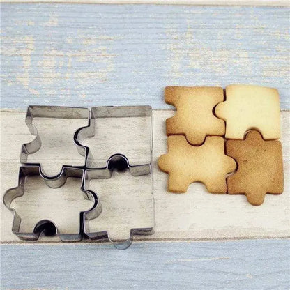 Puzzle Piece Cookie Cutter Jigsaw Puzzle Biscuit Mold Kitchen Tools Baking Accessories 4Set