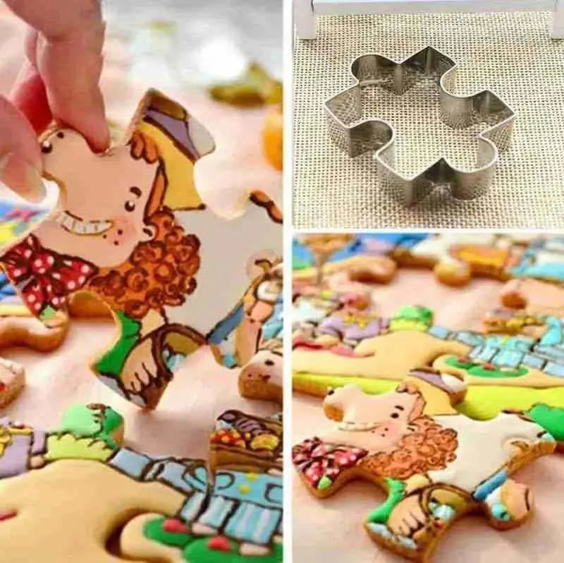 Puzzle Piece Cookie Cutter Jigsaw Puzzle Biscuit Mold Kitchen Tools Baking Accessories 4Set