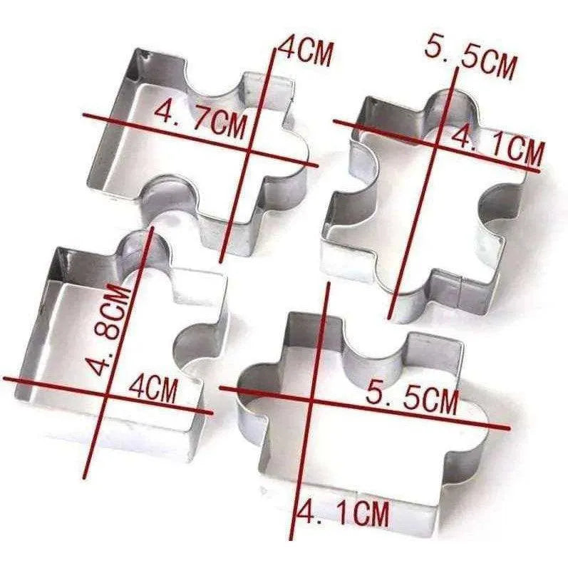 Puzzle Piece Cookie Cutter Jigsaw Puzzle Biscuit Mold Kitchen Tools Baking Accessories 4Set