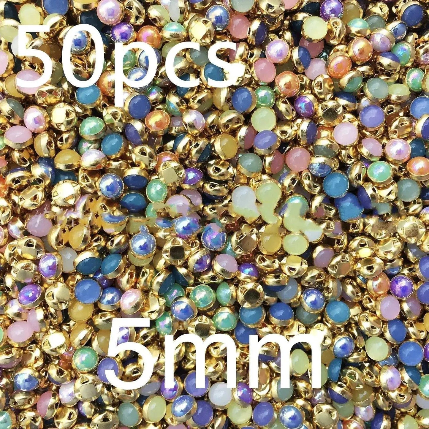 Rainbow Beads Round Button Mini Pearls For Jewelry DIY Doll Making Kids Toys Accessories Scrapbooking Supply 50pcs Buttons 4mm Bead