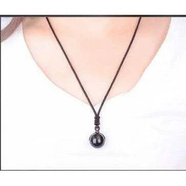 Round Obsidian Pendant Necklace for Women Girls Beaded Necklace Volcanic Golden Real Obsidian Natural Gemstone Healing Crystal Jewelry