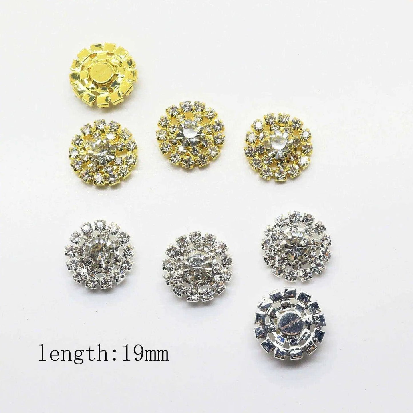 Rhinestone buttons for dressmaking gold and silver fashion and scrapbooking accessories