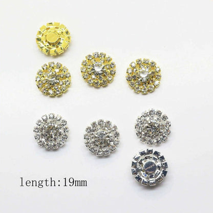 Rhinestone buttons for dressmaking gold and silver fashion and scrapbooking accessories