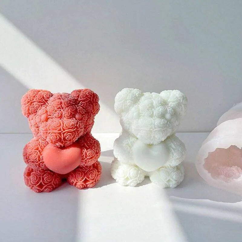 Rose Bear Candle Mold Handmade Soap