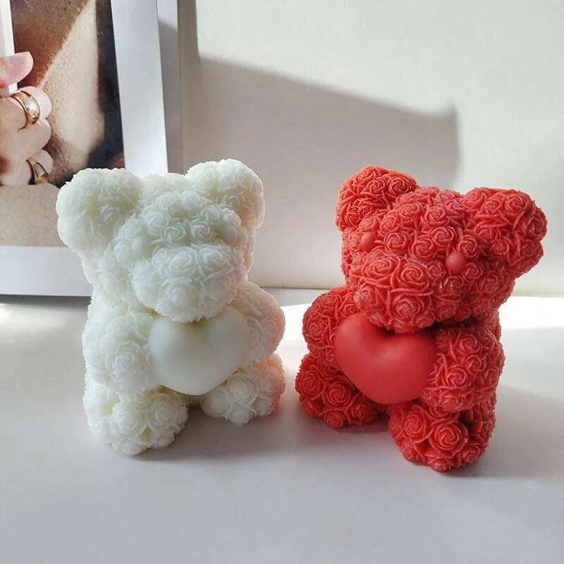 Rose Bear Candle Mold Handmade Soap