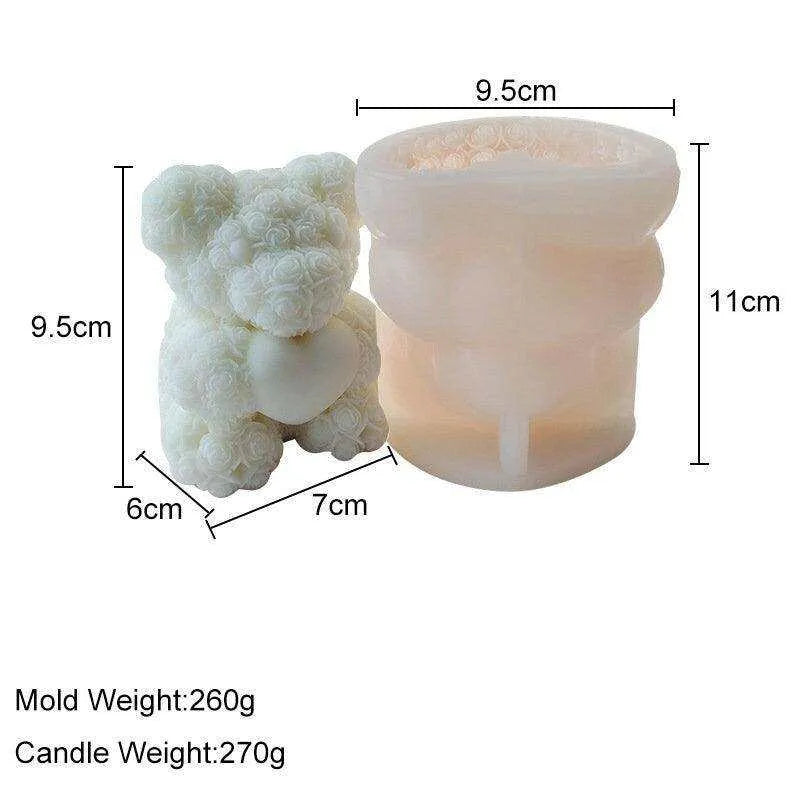 Rose Bear Candle Mold Handmade Soap