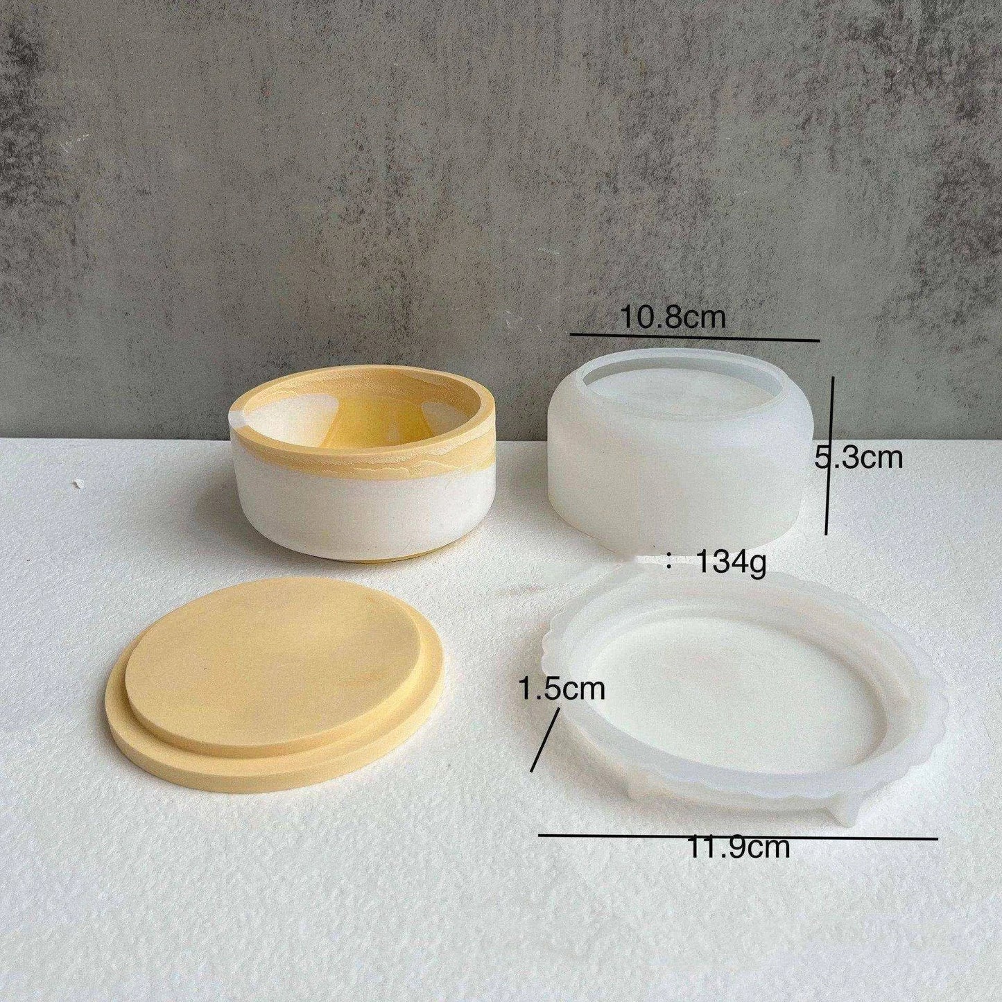 Round Candle Cup With Lid Silicone Mold Storage Box