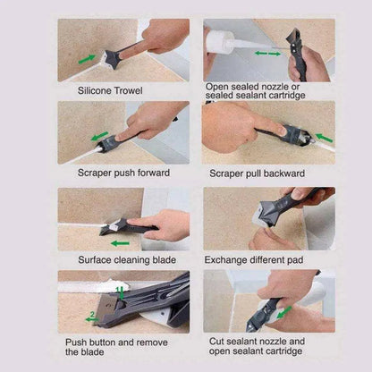 SCRAPING TOOL - Caulking Tools Silicone remover  -  Steel Scraper - Sealant Scraper - 5 In 1 Pack